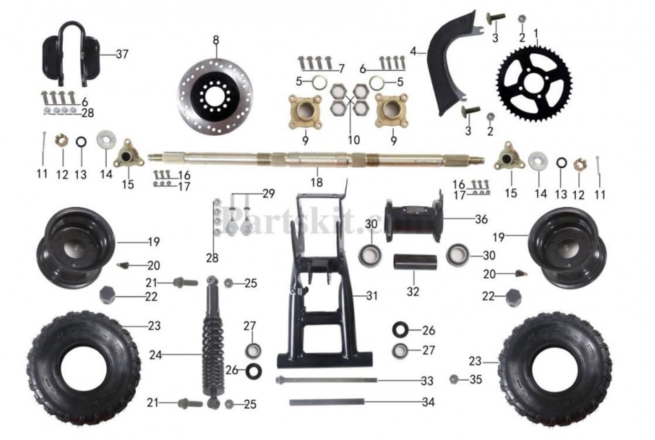 PIÈCES DE SUSPENSION ARRIÈRE POUR VTT TAOTAO ATA 125 D - VTT LACHUTE