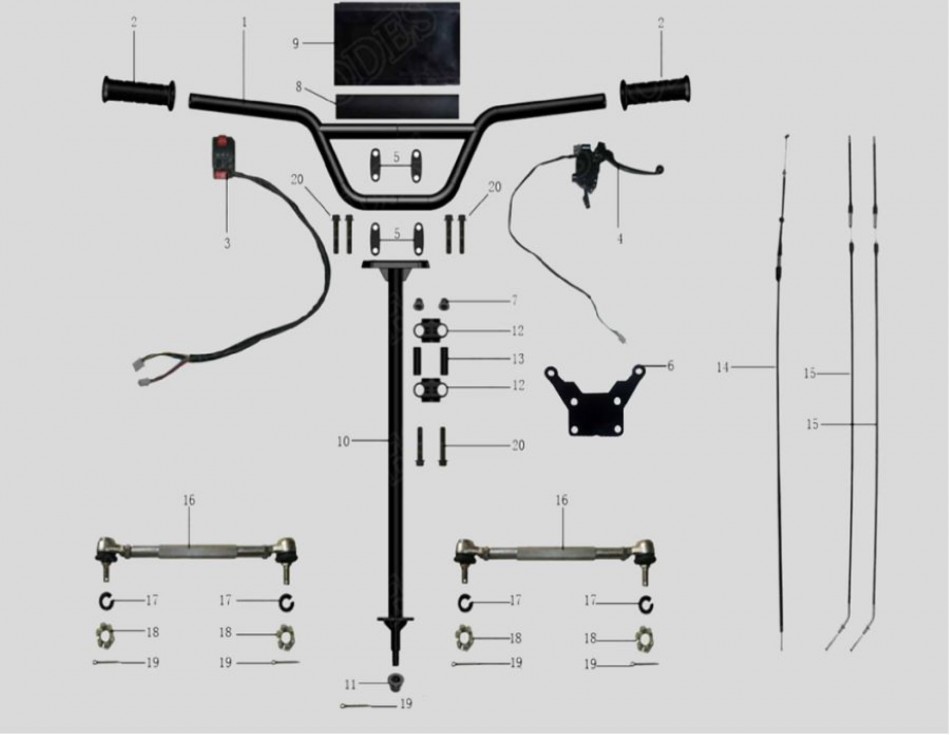 parts for steering system for atv taotao t-force  -vtt lachute