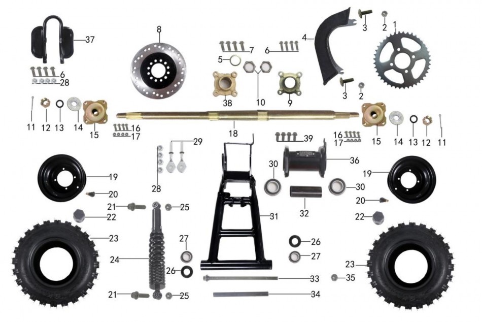 Parts for rear suspension of atv TAOTAO 125 G - VTT LACHUTE