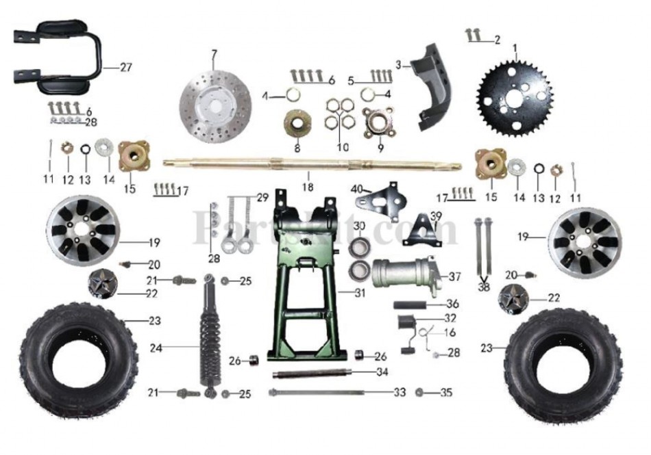parts for rear suspension of atv TAOTAO BULL 200 - VTT LACHUTE