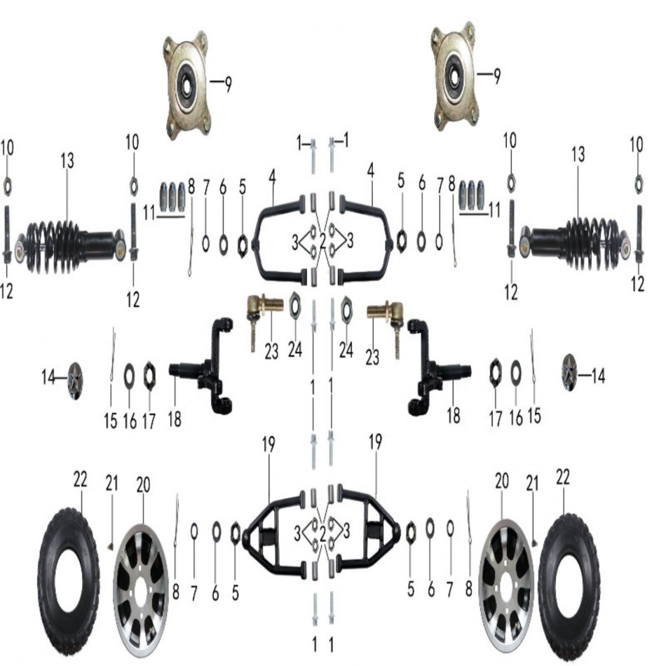 Parts for front suspension of atv TAOTAO BULL 200 - VTT LACHUTE