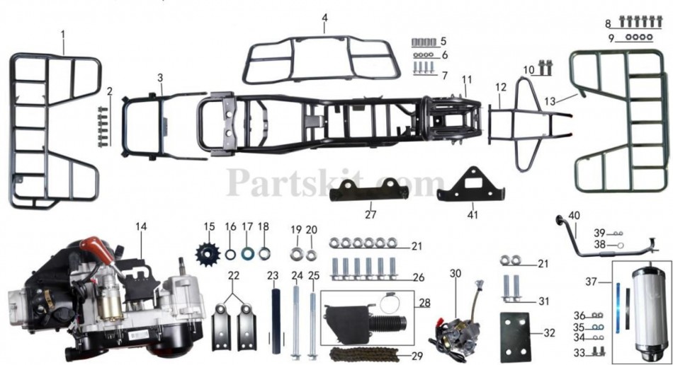 Shema and parts for frame and engine atv TAOTAO BULL 200 - VTT LACHUTE