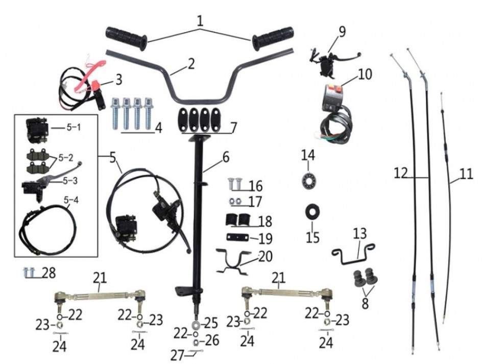 Parts for steering system of atv TAO MOTORS RAPTOR 125cc - ECOBIKE