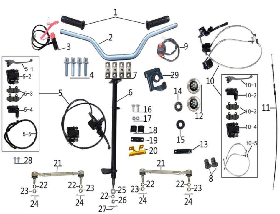 Parts for steering system of atv TAO MOTORS REX - ECOBIKE