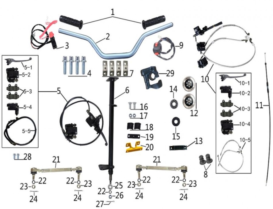 parts for steering system for atv taotao rex - vtt lachute
