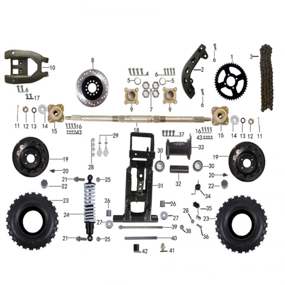 parts for rear suspension of atv taotao rex - VTT LACHUTE