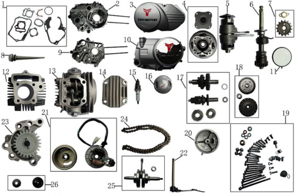 pièces moteur pour motocross TAOTAO DB 27 - VTT LACHUTE
