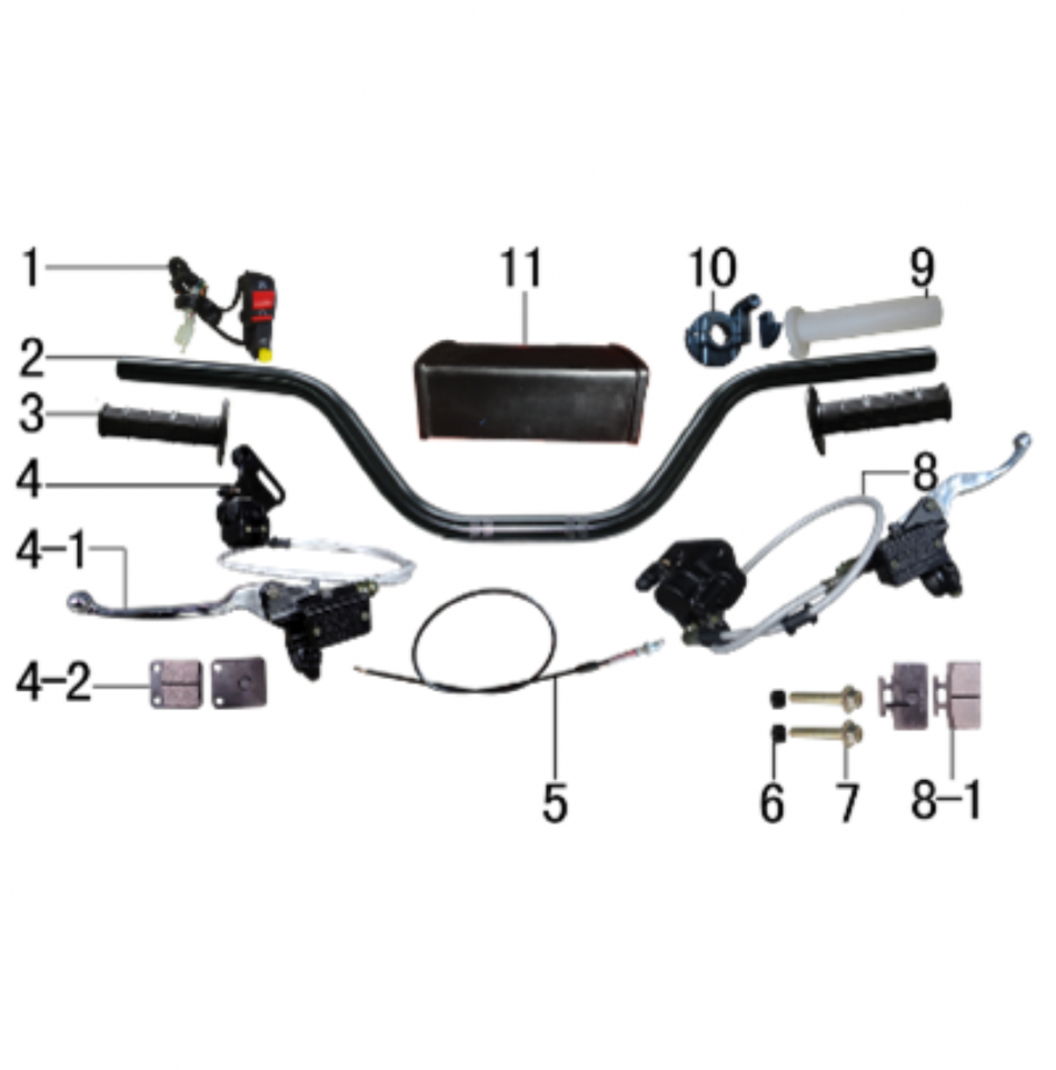 Steering system for motocross BSE PH01Am 50cc-VTT LACHUTE