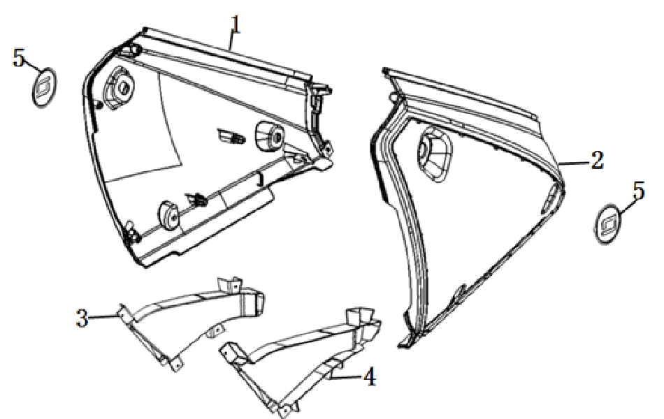 Diagram and parts of Rear plastic body parts for SUPER SOCO CPX