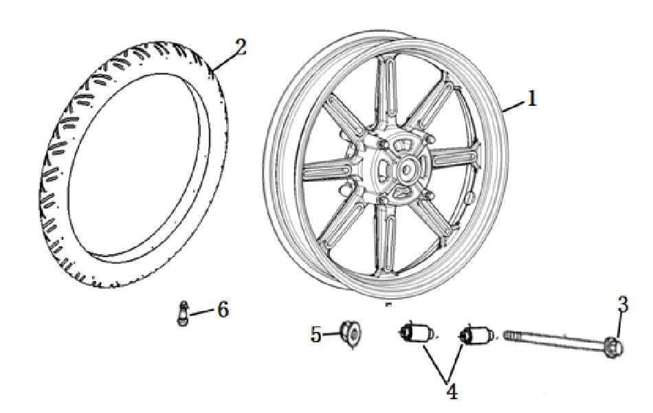 Diagram and Front wheel parts for SUPER SOCO CPX - VTT LACHUTE