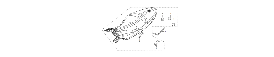Diagram and parts of Seat for SUPER SOCO TSX - VTT LACHUTE