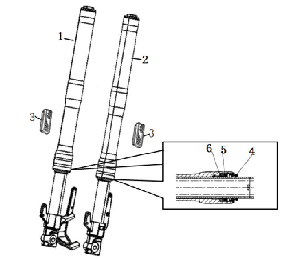 Diagram and parts of suspension SUPER SOCO STREET HUNTER - VTT LACHUTE