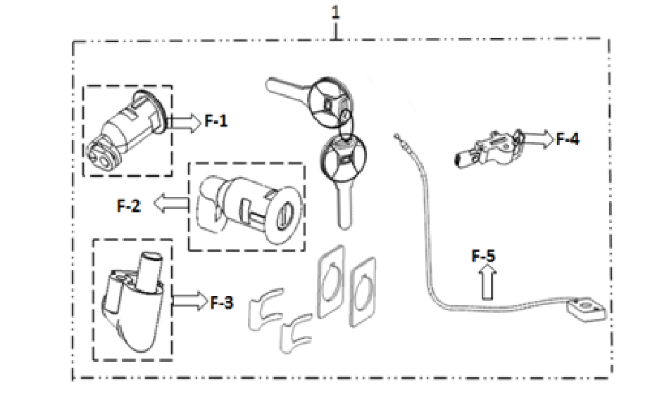 Diagram and parts of Lock kit for SUPER SOCO TC-MAX - VTT LACHUTE