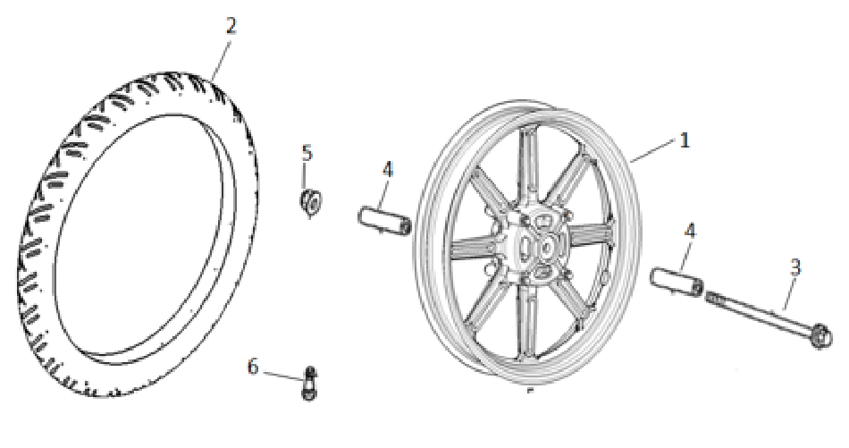 Diagram and parts of Front wheel mags SUPER SOCO TC-MAX - VTT LACHUTE