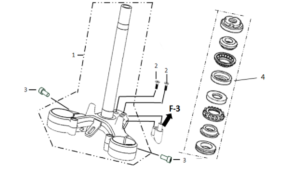 Diagram and parts of Front suspension bracket for SUPER SOCO TC-MAX