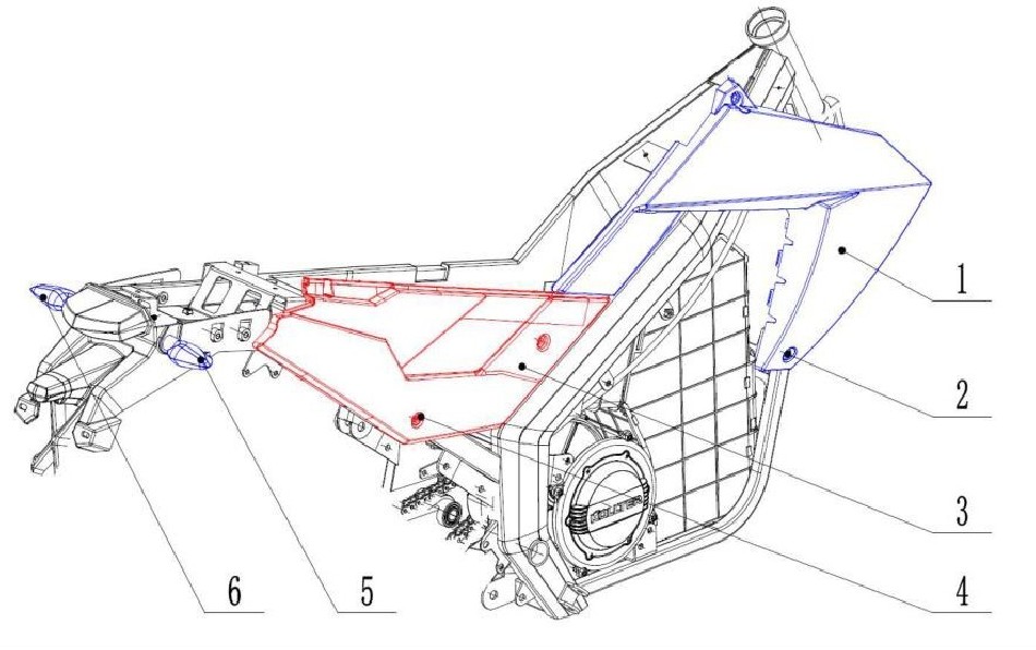 Diagram of right side body parts for the TINBOT KOLLTER ES1 PRO-VTT LACHUTE