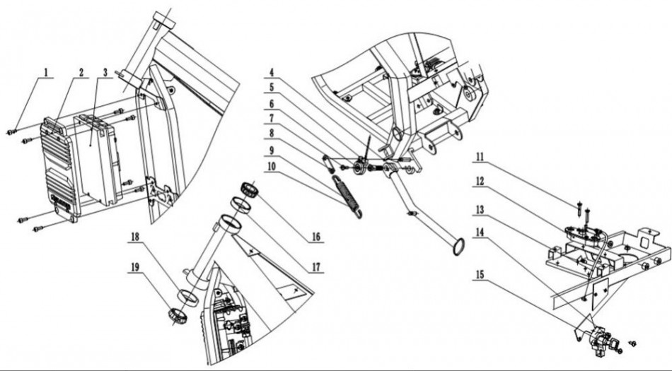 Diagram of front side parts for the TINBOT KOLLTER ES1 PRO-VTT LACHUTE