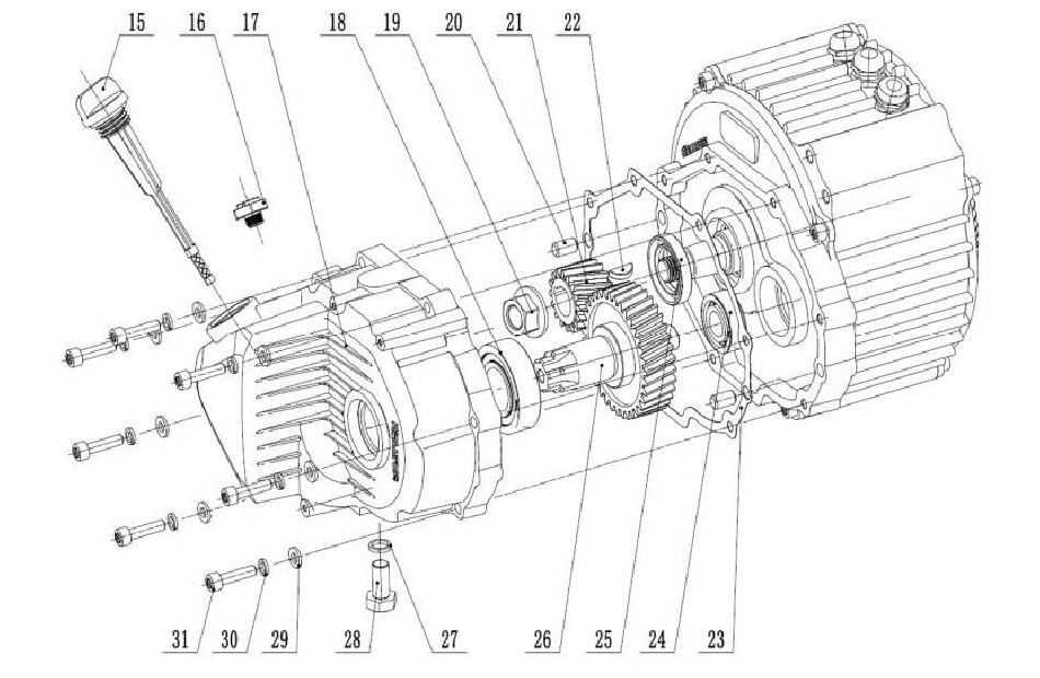 Diagram of transmission parts for TINBOT KOLLTER ES1 PRO - VTT LACHUTE