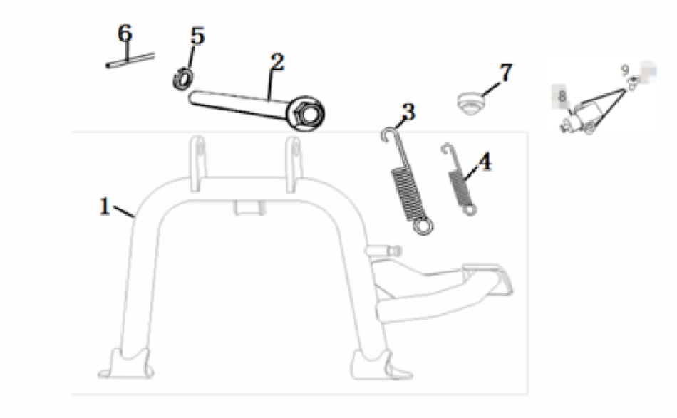 Diagram for the central kick stand of scooter VMOTO CUMINI