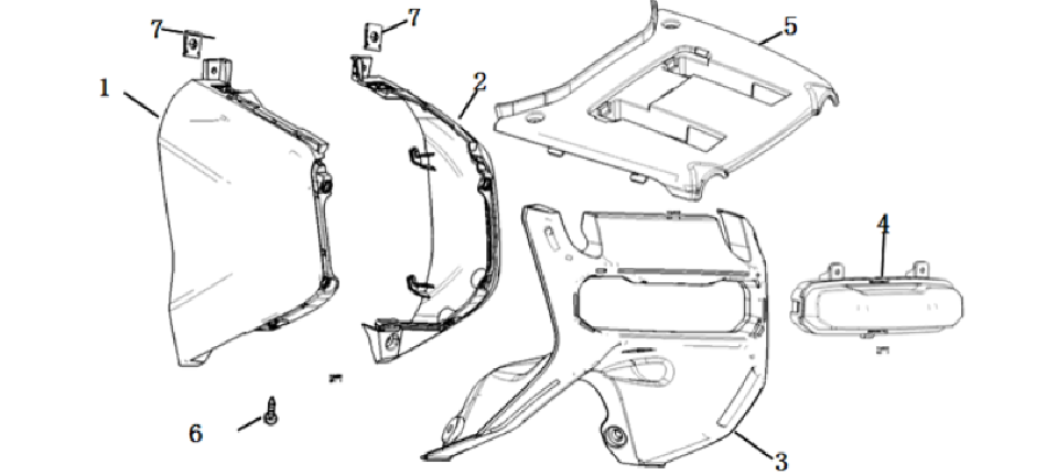 Diagram of rear cover for scooter VMOTO CUMINI -ECOBIKE