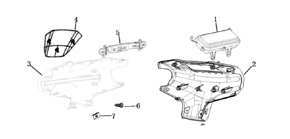 Diagram of the plastic for handle bar of scooter VMOTO CUMINI- ECOBIKE