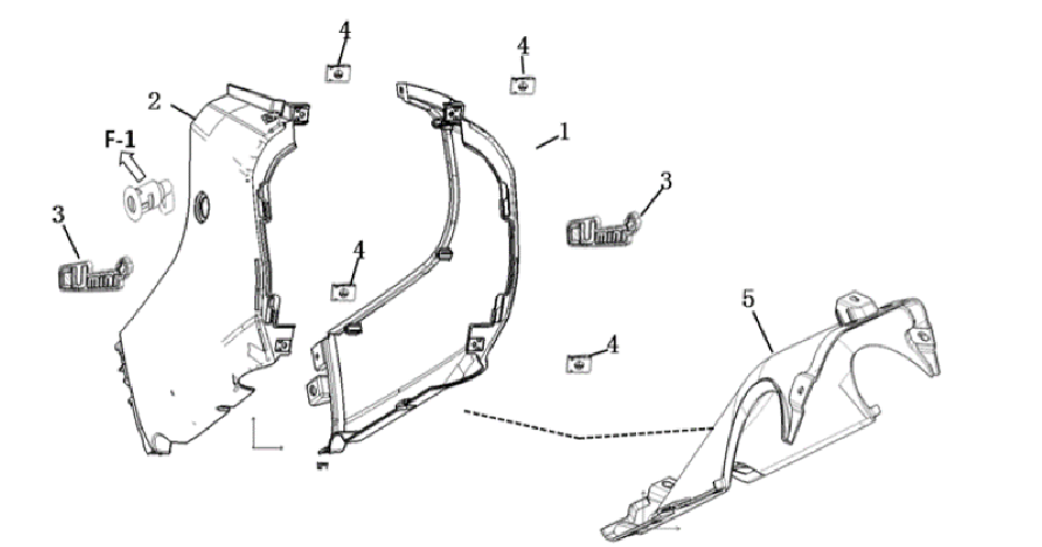 Schéma des Carénages latéraux pour scooter VMOTO CUMINI
