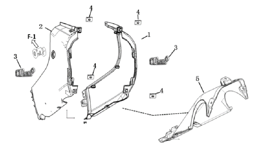 Shéma des plastiques du coté pour scooter VMOTO CUMINI