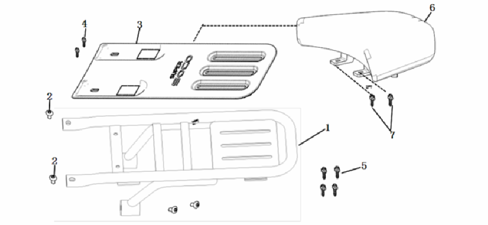 Diagram rear rack for scooter CUMINI of VMOTO - ECOBIKE