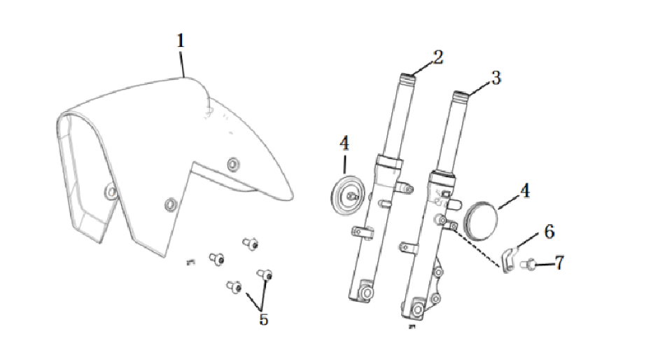 Diagram front suspension for scooter CUMINI of VMOTO - ECOBIKE