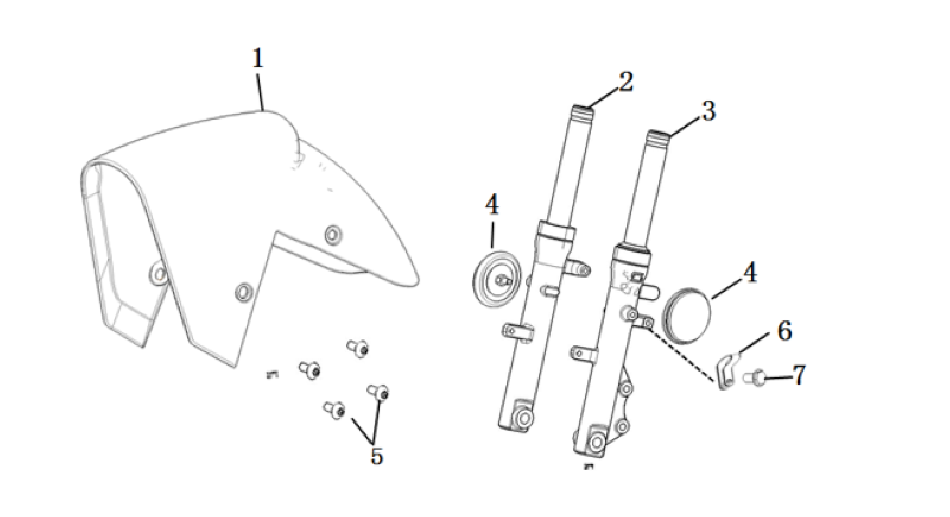 Schéma suspension avant pour scooter CUMINI de VMOTO - ECOBIKE