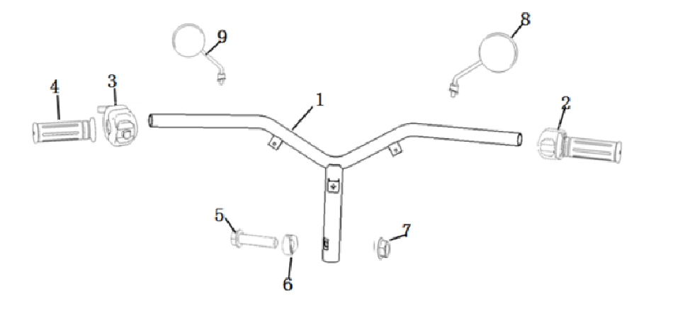 Diagram steering system for scooter CUMINI of VMOTO - ECOBIKE