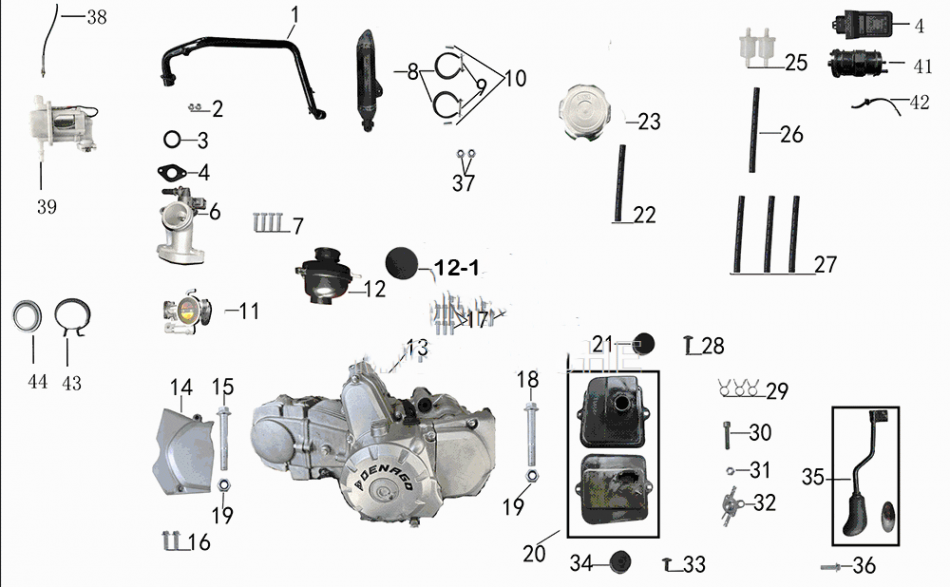 DENAGO Trailhawk 125 EFI Engine & Fuel System | EcoBike